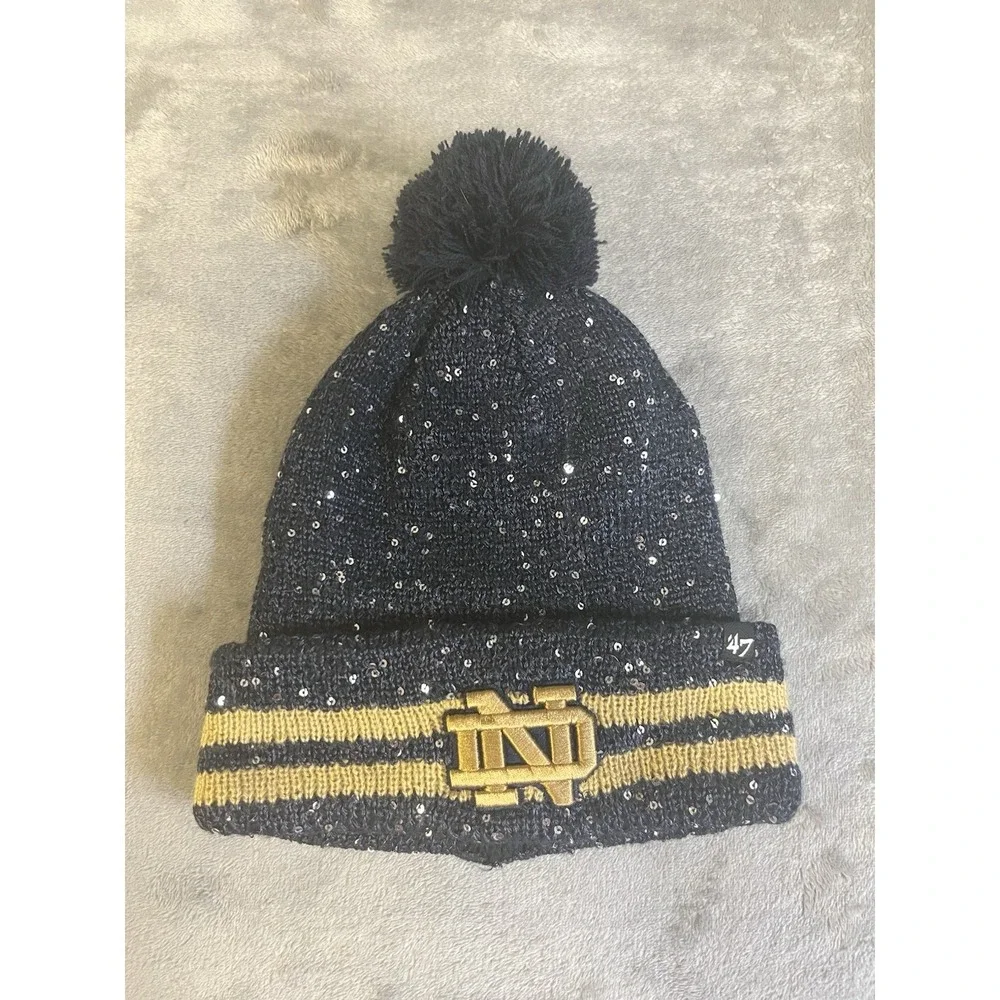 Notre Dame fighting Irish '47 women's Cuff Knit Beanie Pom Hat Cap Sequins